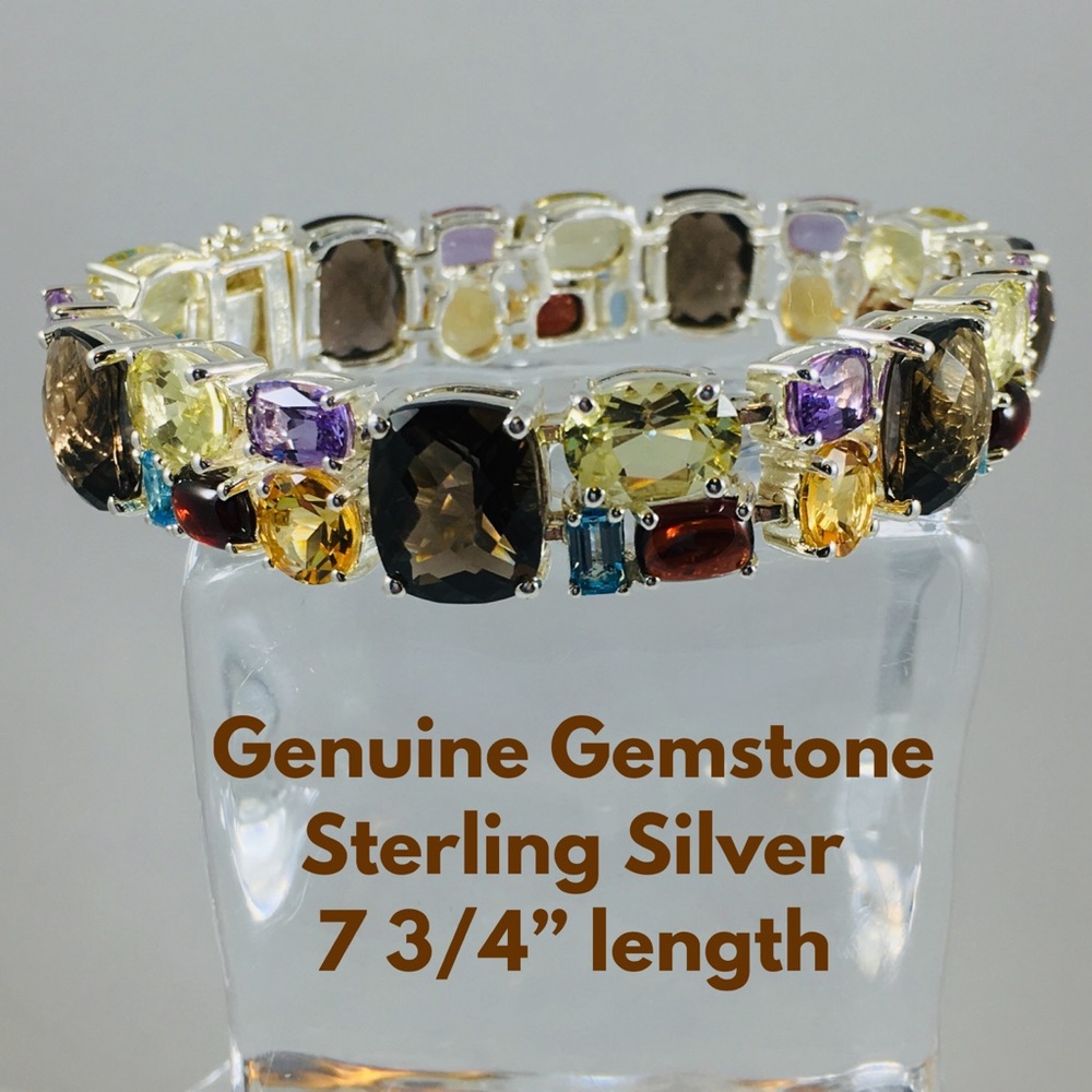 Genuine Gemstone & Sterling Silver Bracelet